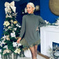 Jess 2 in 1 Knit & Lace Mini Dress Khaki