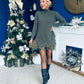 Jess 2 in 1 Knit & Lace Mini Dress Khaki