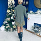 Jess 2 in 1 Knit & Lace Mini Dress Khaki