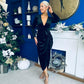 Eleanor Plunge Neck Velvet Occasion Dress Black