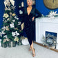 Eleanor Plunge Neck Velvet Occasion Dress Black
