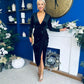 Eleanor Plunge Neck Velvet Occasion Dress Black