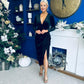 Eleanor Plunge Neck Velvet Occasion Dress Black