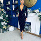 Eleanor Plunge Neck Velvet Occasion Dress Black