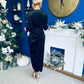 Eleanor Plunge Neck Velvet Occasion Dress Black