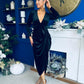 Eleanor Plunge Neck Velvet Occasion Dress Black