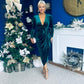Eleanor Plunge Neck Velvet Occasion Dress Forest