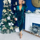 Eleanor Plunge Neck Velvet Occasion Dress Forest