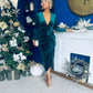 Eleanor Plunge Neck Velvet Occasion Dress Forest