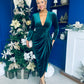 Eleanor Plunge Neck Velvet Occasion Dress Forest