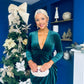 Eleanor Plunge Neck Velvet Occasion Dress Forest