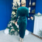 Eleanor Plunge Neck Velvet Occasion Dress Forest