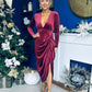 Eleanor Plunge Neck Velvet Occasion Dress Burgundy