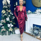 Eleanor Plunge Neck Velvet Occasion Dress Burgundy