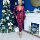 Eleanor Plunge Neck Velvet Occasion Dress Burgundy