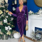 Eleanor Plunge Neck Velvet Occasion Dress Violet