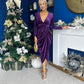 Eleanor Plunge Neck Velvet Occasion Dress Violet