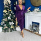 Eleanor Plunge Neck Velvet Occasion Dress Violet