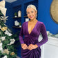 Eleanor Plunge Neck Velvet Occasion Dress Violet