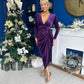 Eleanor Plunge Neck Velvet Occasion Dress Violet