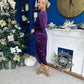 Eleanor Plunge Neck Velvet Occasion Dress Violet