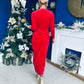 Eleanor Plunge Neck Velvet Occasion Dress Red