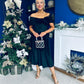 Olivia Velvet Bardot Occasion Dress Black