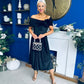 Olivia Velvet Bardot Occasion Dress Black