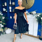 Olivia Velvet Bardot Occasion Dress Black
