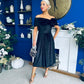 Olivia Velvet Bardot Occasion Dress Black