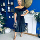 Olivia Velvet Bardot Occasion Dress Black