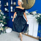 Olivia Velvet Bardot Occasion Dress Black