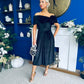 Olivia Velvet Bardot Occasion Dress Black