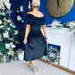 Olivia Velvet Bardot Occasion Dress Black
