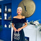 Olivia Velvet Bardot Occasion Dress Black