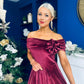 Olivia Velvet Bardot Occasion Dress Burgundy
