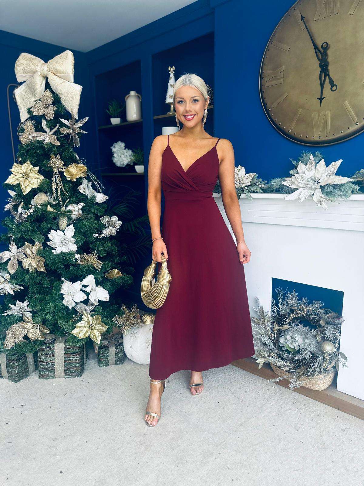 Harlow Strappy Occasion Dress Wine