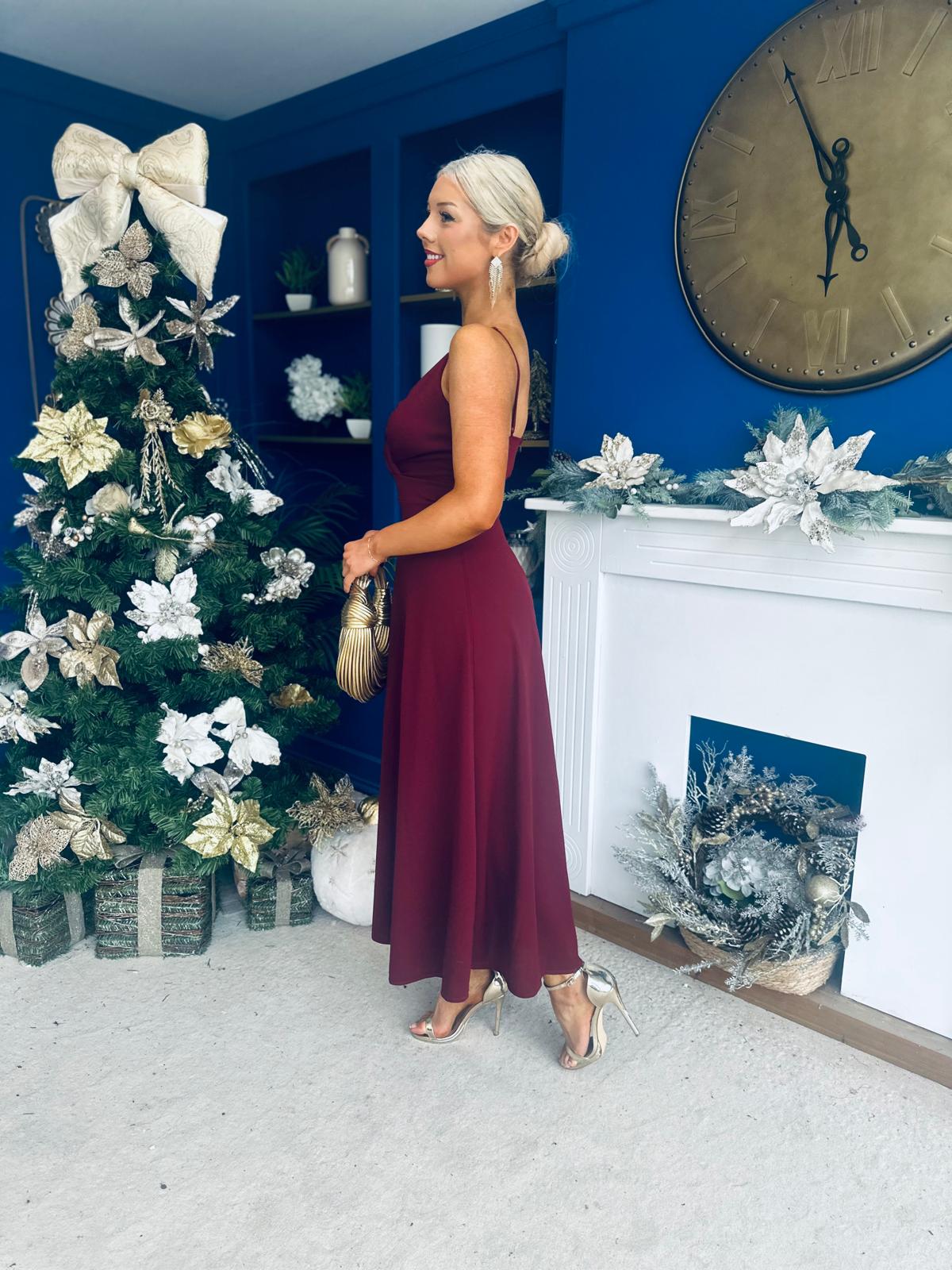 Harlow Strappy Occasion Dress Wine