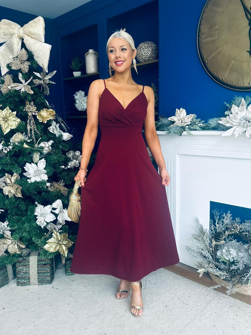 Harlow Strappy Occasion Dress Wine