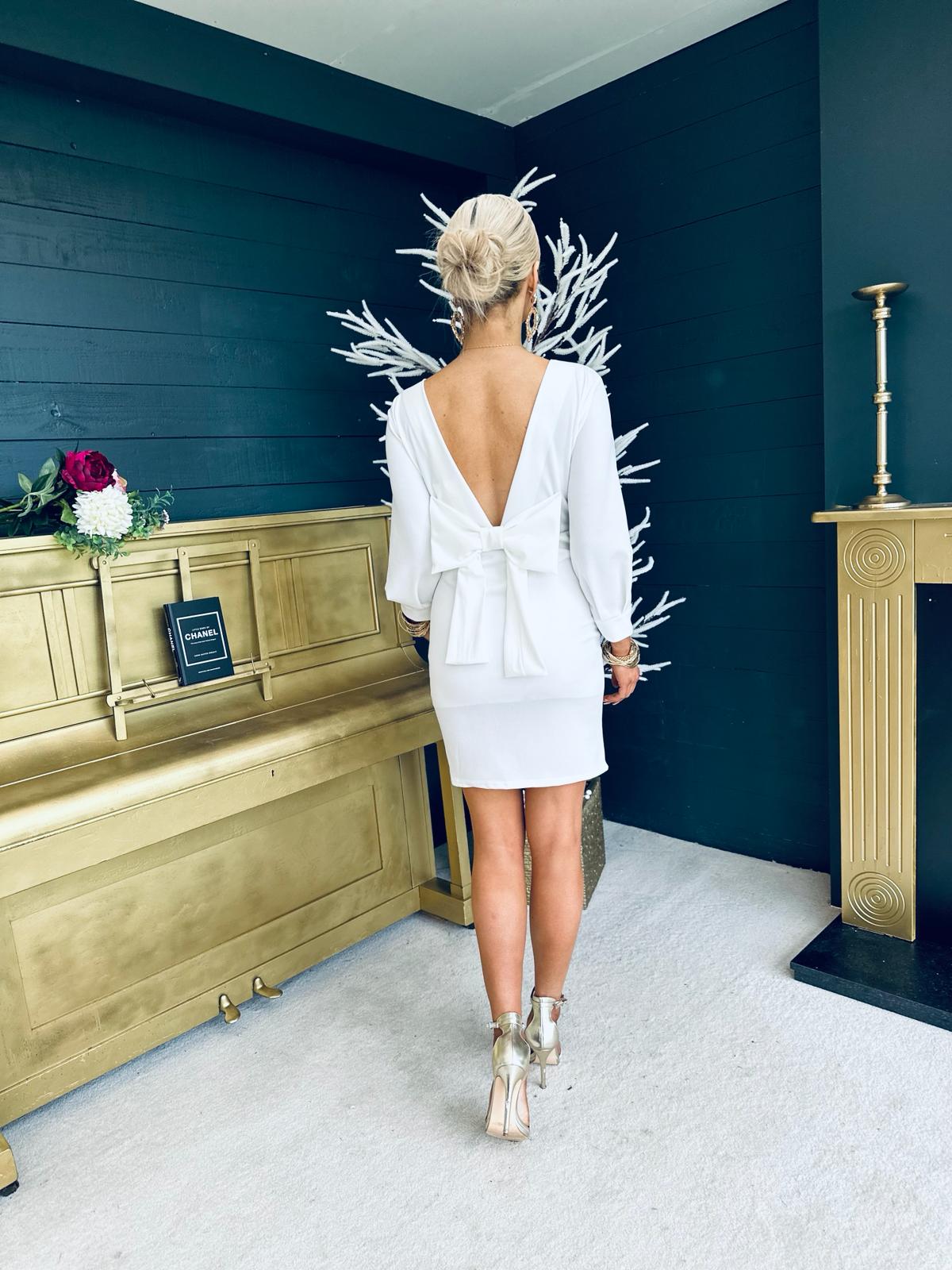 Gretti Long Sleeve Mini Dress White