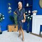 Isla Plisse Wrap Front Midi Dress Gold & Navy