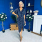Isla Plisse Wrap Front Midi Dress Gold & Navy