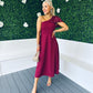 Emmy Occasion Dress Sequin Bow Detail Burgundy