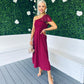 Emmy Occasion Dress Sequin Bow Detail Burgundy