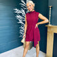 Darcy High Neck Mini Dress Burgundy