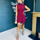 Darcy High Neck Mini Dress Burgundy