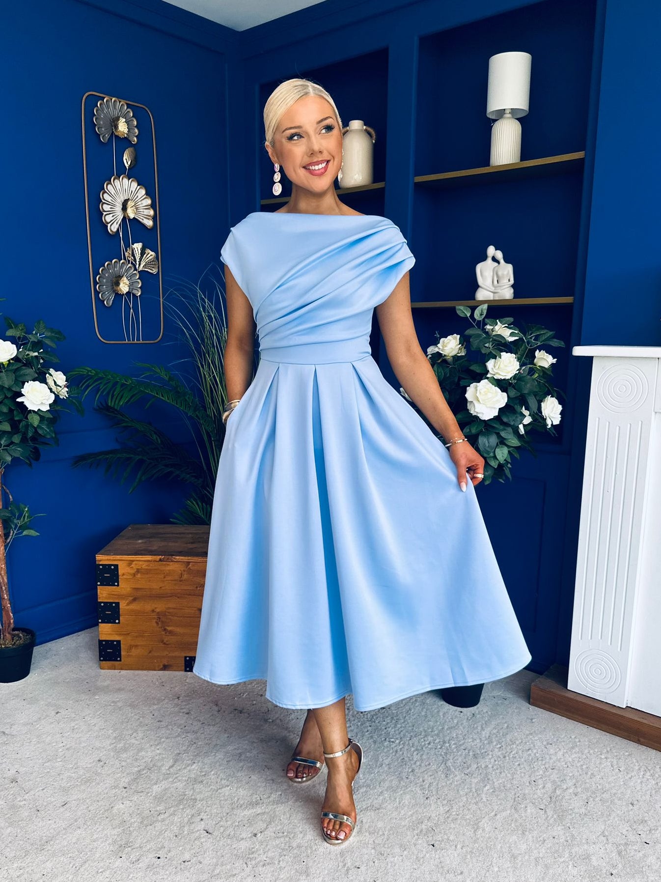 Breffy Asymmetric Neckline Skater Midi Pwr