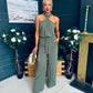 Brandi Halterneck Collared Jumpsuit Khaki