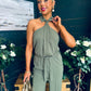 Brandi Halterneck Collared Jumpsuit Khaki