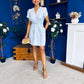 Bridget Twist Font Split Arm Mini Dress Pwr Blue